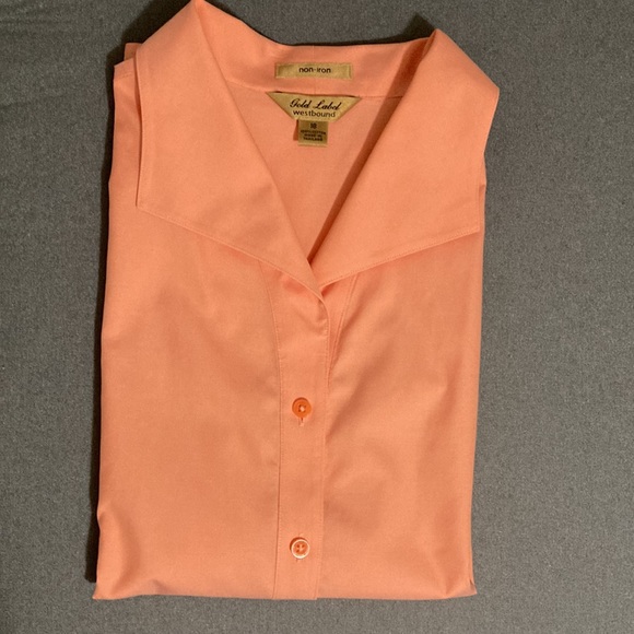Westbound gold label Size 18 sleeveless non-iron buttoned down peach blouse - Picture 9 of 9